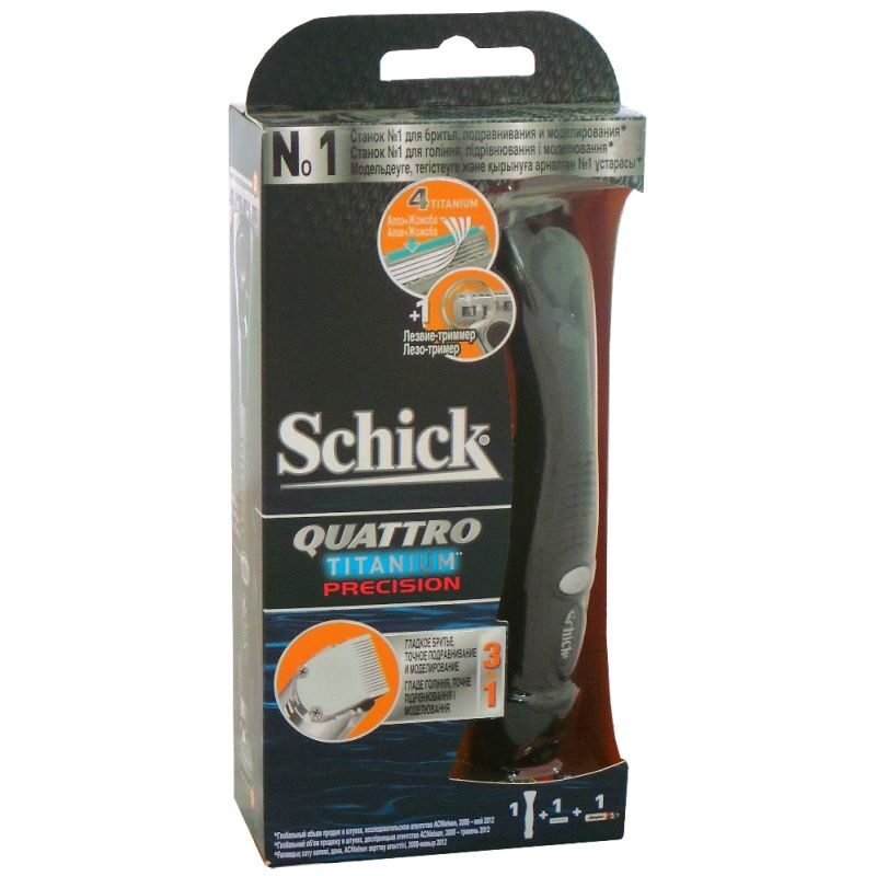 Станок Schick QUATTRO TITANIUM Precision 3в1 тример с 1 кас