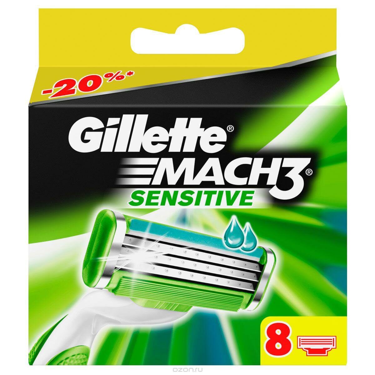 Сменные кассеты для бритья gillette mach3 sensitive 8 шт